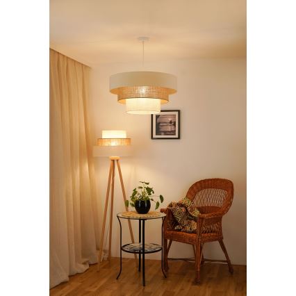 Brilagi - Κρεμαστό φωτιστικό οροφής DENVER LUNETA 1xE27/15W/230V διάμετρος 60 cm μπεζ/καφέ/κρεμ
