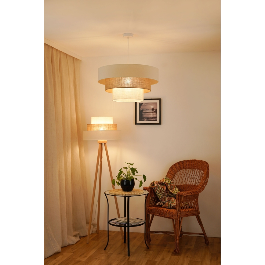 Brilagi - Κρεμαστό φωτιστικό οροφής DENVER LUNETA 1xE27/15W/230V διάμετρος 60 cm μπεζ/καφέ/κρεμ