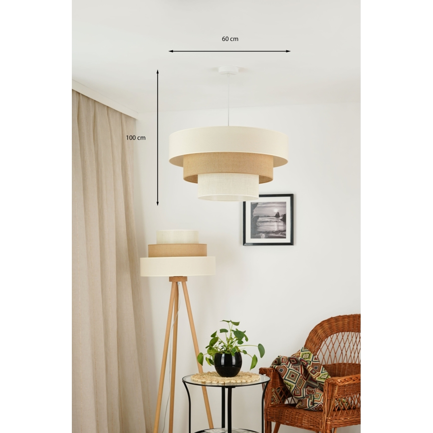 Brilagi - Κρεμαστό φωτιστικό οροφής DENVER LUNETA 1xE27/15W/230V διάμετρος 60 cm μπεζ/καφέ/κρεμ