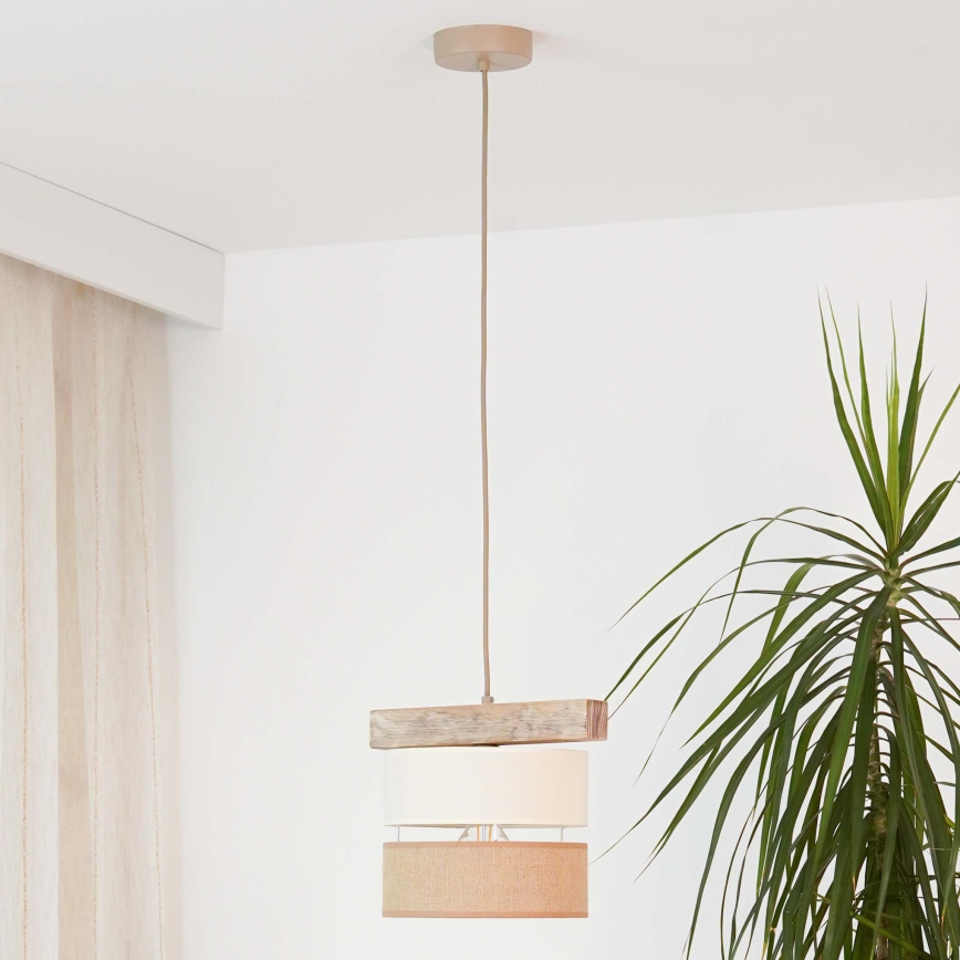 Brilagi - Κρεμαστό φωτιστικό οροφής FOREST 1xE27/15W/230V πεύκο/μπεζ/κρεμ