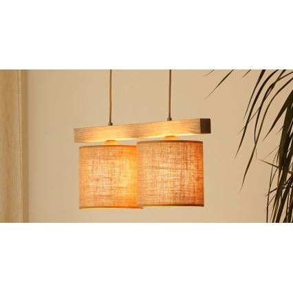 Brilagi - Κρεμαστό φωτιστικό οροφής FOREST 2xE27/15W/230V πεύκο/καφέ