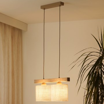 Brilagi - Κρεμαστό φωτιστικό οροφής FOREST 2xE27/15W/230V πεύκο/καφέ/κρεμ