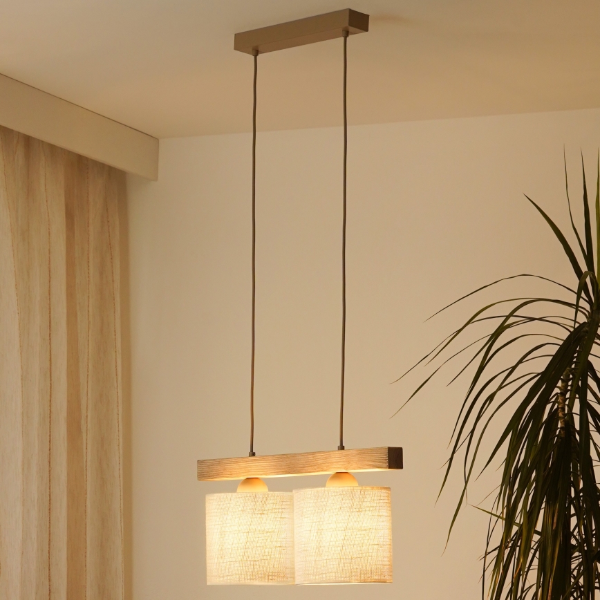 Brilagi - Κρεμαστό φωτιστικό οροφής FOREST 2xE27/15W/230V πεύκο/καφέ/κρεμ