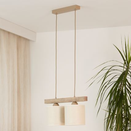 Brilagi - Κρεμαστό φωτιστικό οροφής FOREST 2xE27/15W/230V πεύκο/καφέ/κρεμ