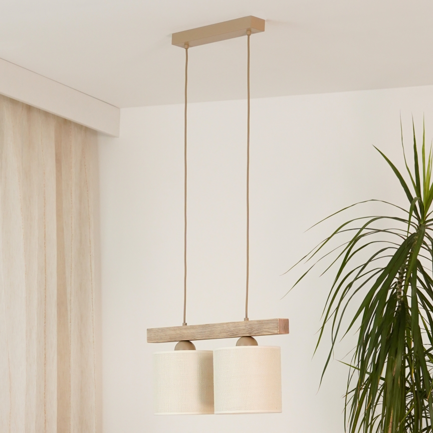 Brilagi - Κρεμαστό φωτιστικό οροφής FOREST 2xE27/15W/230V πεύκο/καφέ/κρεμ