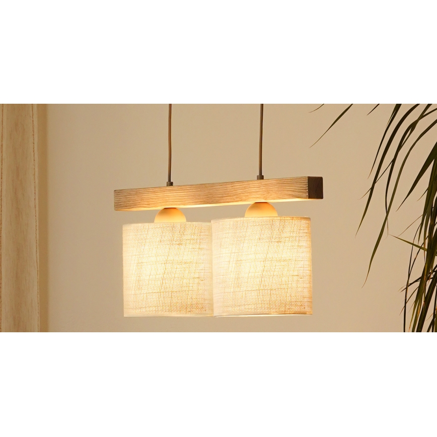 Brilagi - Κρεμαστό φωτιστικό οροφής FOREST 2xE27/15W/230V πεύκο/καφέ/κρεμ