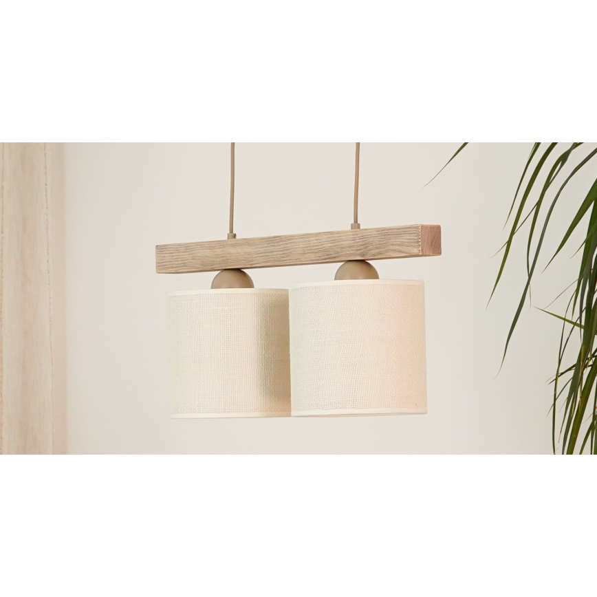 Brilagi - Κρεμαστό φωτιστικό οροφής FOREST 2xE27/15W/230V πεύκο/καφέ/κρεμ