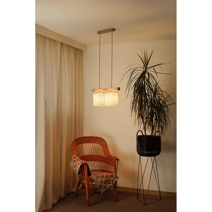Brilagi - Κρεμαστό φωτιστικό οροφής FOREST 2xE27/15W/230V πεύκο/καφέ/κρεμ