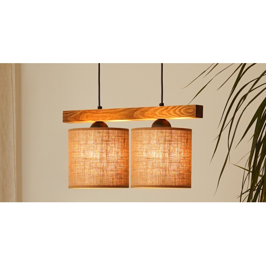 Brilagi - Κρεμαστό φωτιστικό οροφής FOREST 2xE27/15W/230V πεύκο/καφέ/μαύρο
