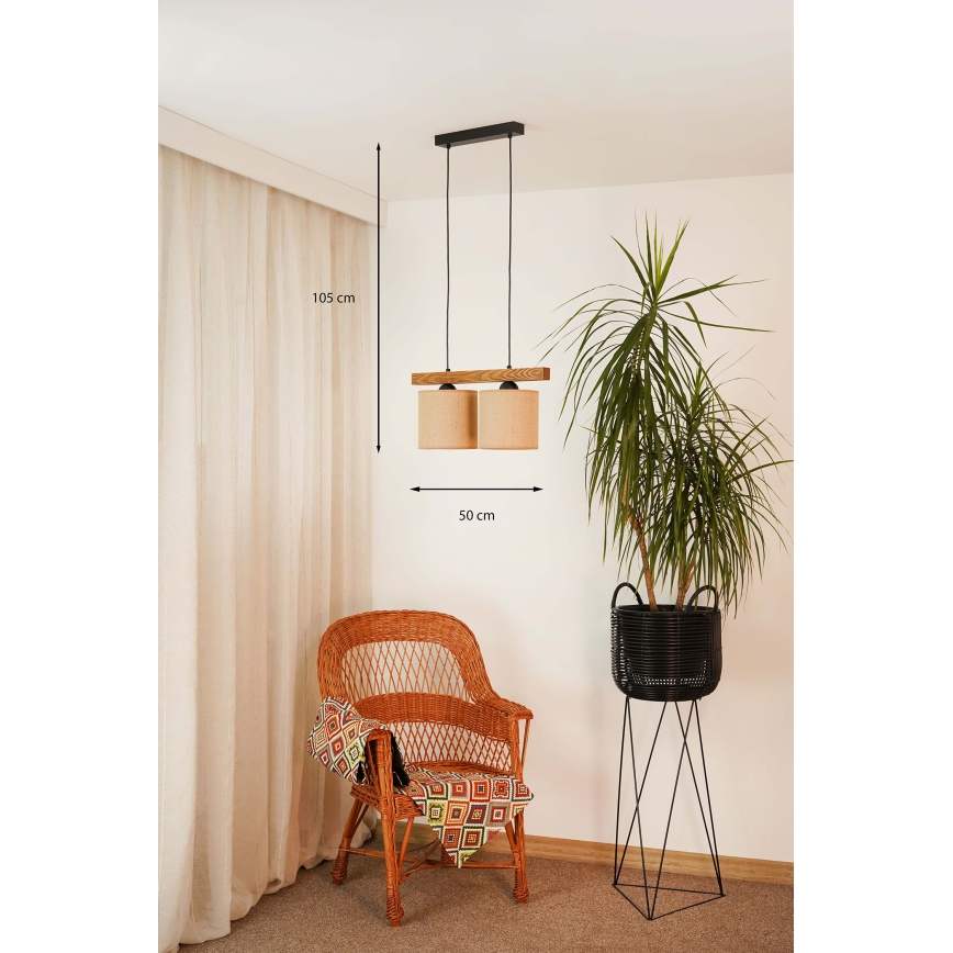 Brilagi - Κρεμαστό φωτιστικό οροφής FOREST 2xE27/15W/230V πεύκο/καφέ/μαύρο