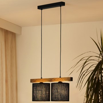 Brilagi - Κρεμαστό φωτιστικό οροφής FOREST 2xE27/15W/230V πεύκο/μαύρο