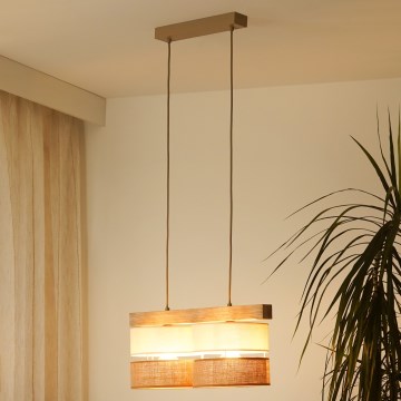 Brilagi - Κρεμαστό φωτιστικό οροφής FOREST 2xE27/15W/230V πεύκο/μπεζ/κρεμ