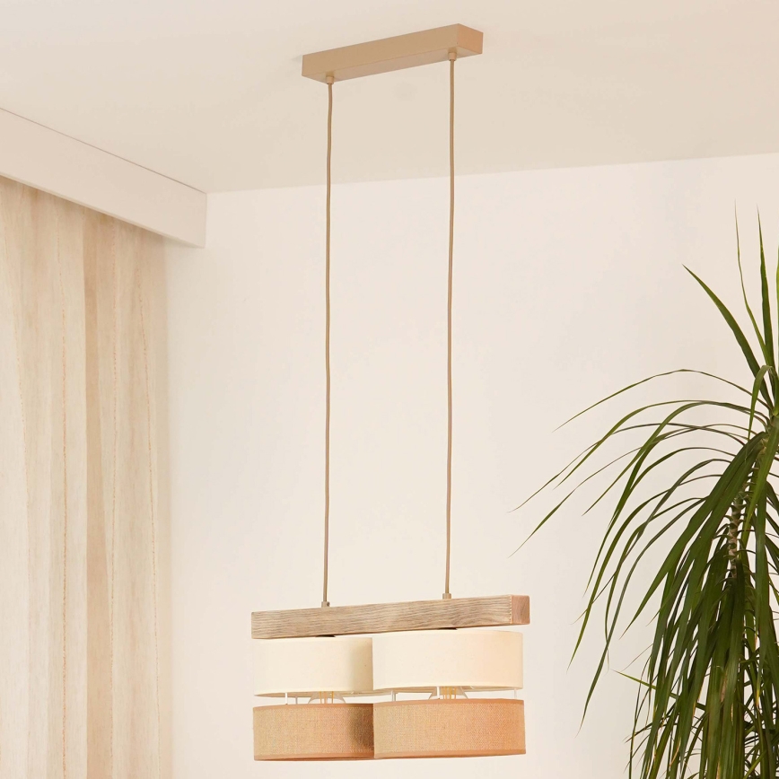 Brilagi - Κρεμαστό φωτιστικό οροφής FOREST 2xE27/15W/230V πεύκο/μπεζ/κρεμ