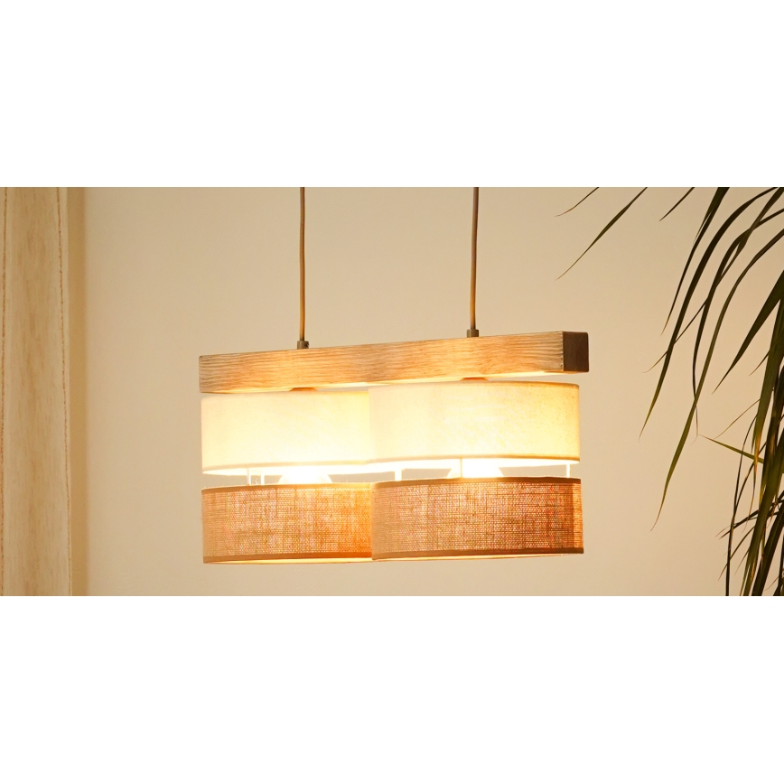 Brilagi - Κρεμαστό φωτιστικό οροφής FOREST 2xE27/15W/230V πεύκο/μπεζ/κρεμ