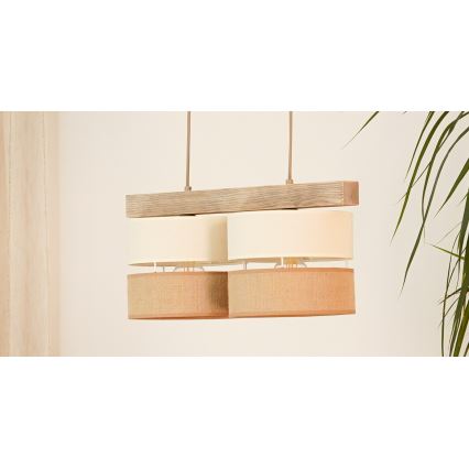 Brilagi - Κρεμαστό φωτιστικό οροφής FOREST 2xE27/15W/230V πεύκο/μπεζ/κρεμ