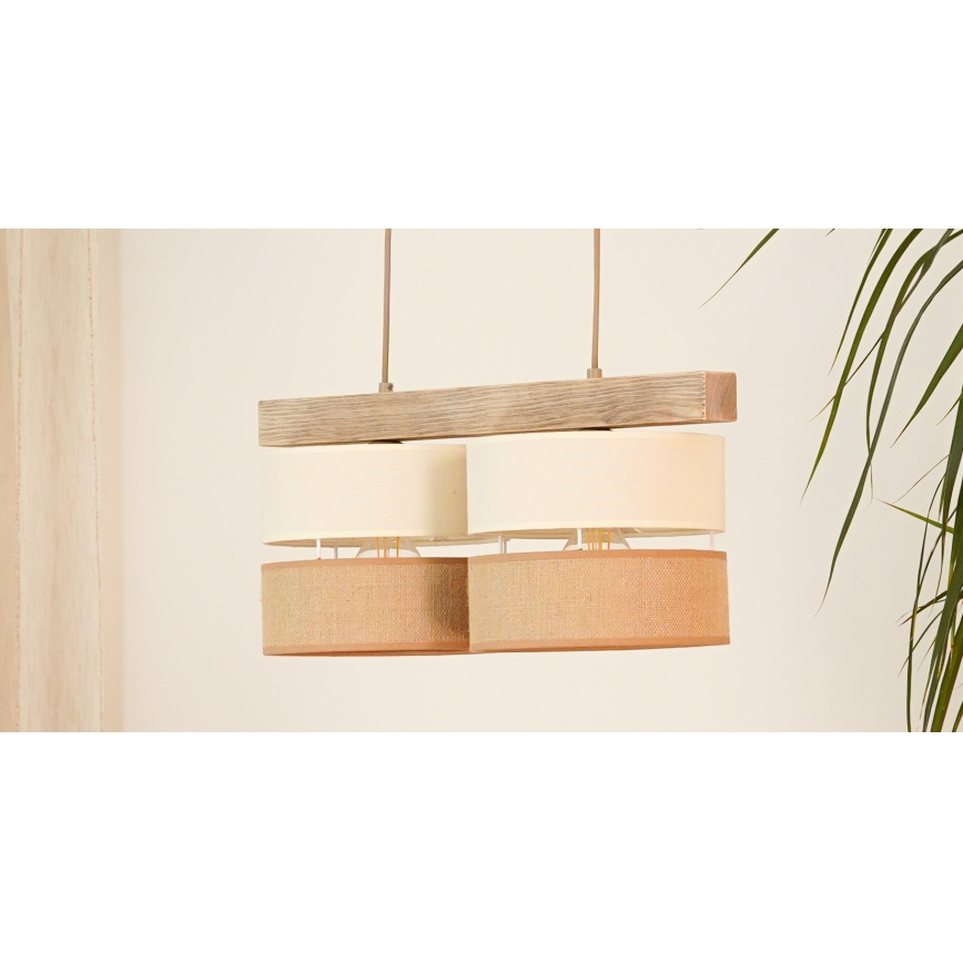Brilagi - Κρεμαστό φωτιστικό οροφής FOREST 2xE27/15W/230V πεύκο/μπεζ/κρεμ