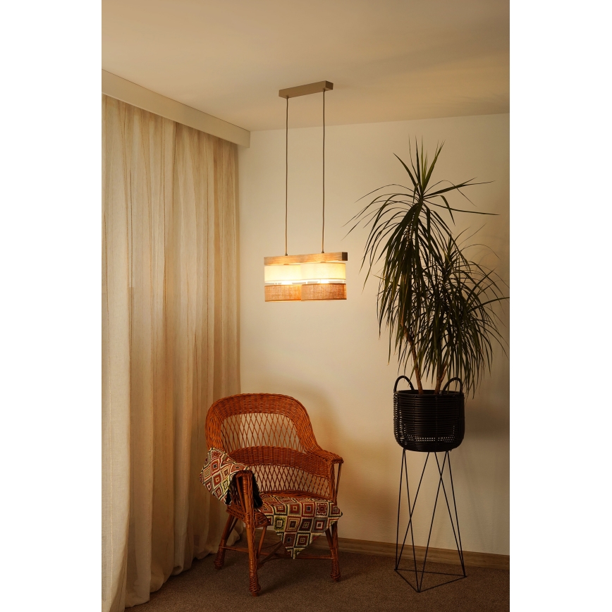 Brilagi - Κρεμαστό φωτιστικό οροφής FOREST 2xE27/15W/230V πεύκο/μπεζ/κρεμ