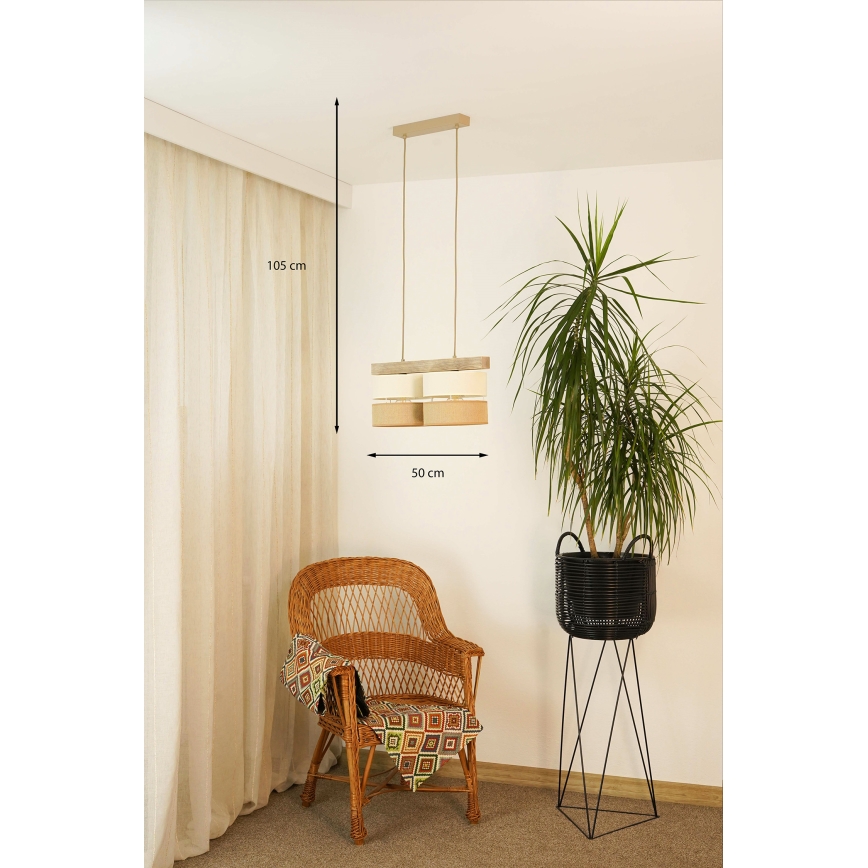 Brilagi - Κρεμαστό φωτιστικό οροφής FOREST 2xE27/15W/230V πεύκο/μπεζ/κρεμ