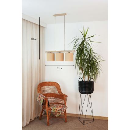 Brilagi - Κρεμαστό φωτιστικό οροφής FOREST 3xE27/15W/230V πεύκο/καφέ