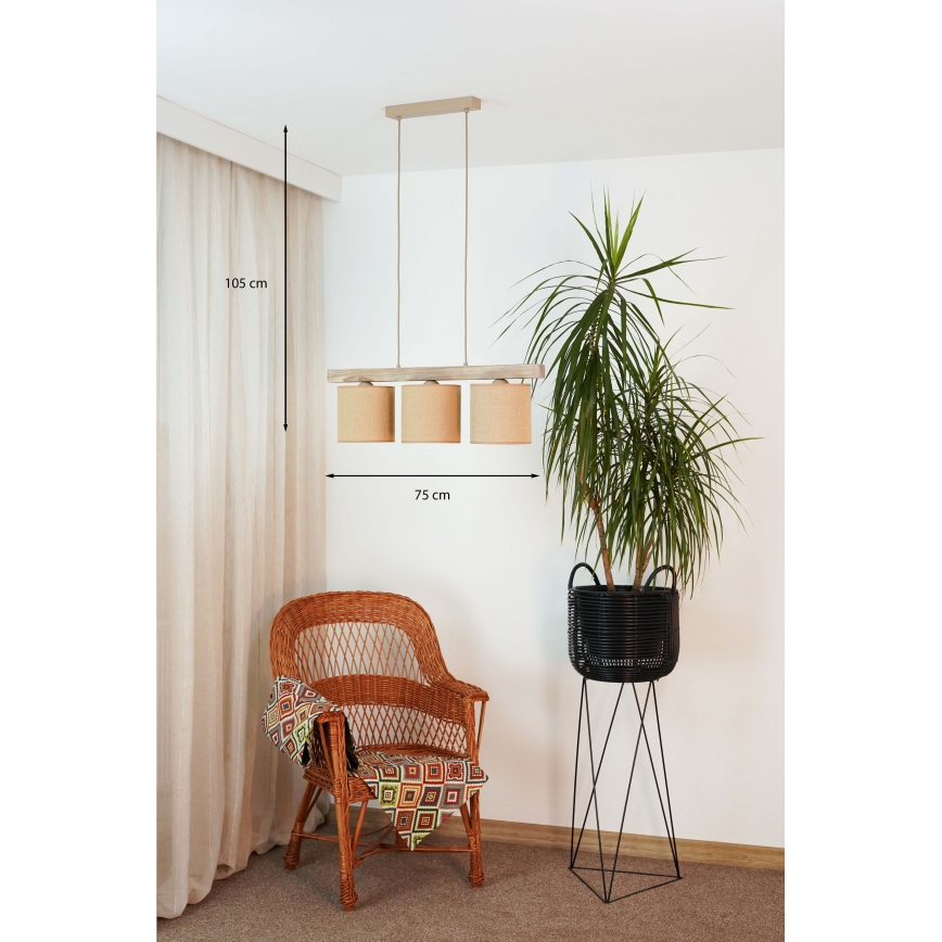 Brilagi - Κρεμαστό φωτιστικό οροφής FOREST 3xE27/15W/230V πεύκο/καφέ