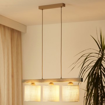 Brilagi - Κρεμαστό φωτιστικό οροφής FOREST 3xE27/15W/230V πεύκο/καφέ/κρεμ