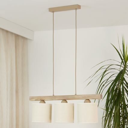 Brilagi - Κρεμαστό φωτιστικό οροφής FOREST 3xE27/15W/230V πεύκο/καφέ/κρεμ