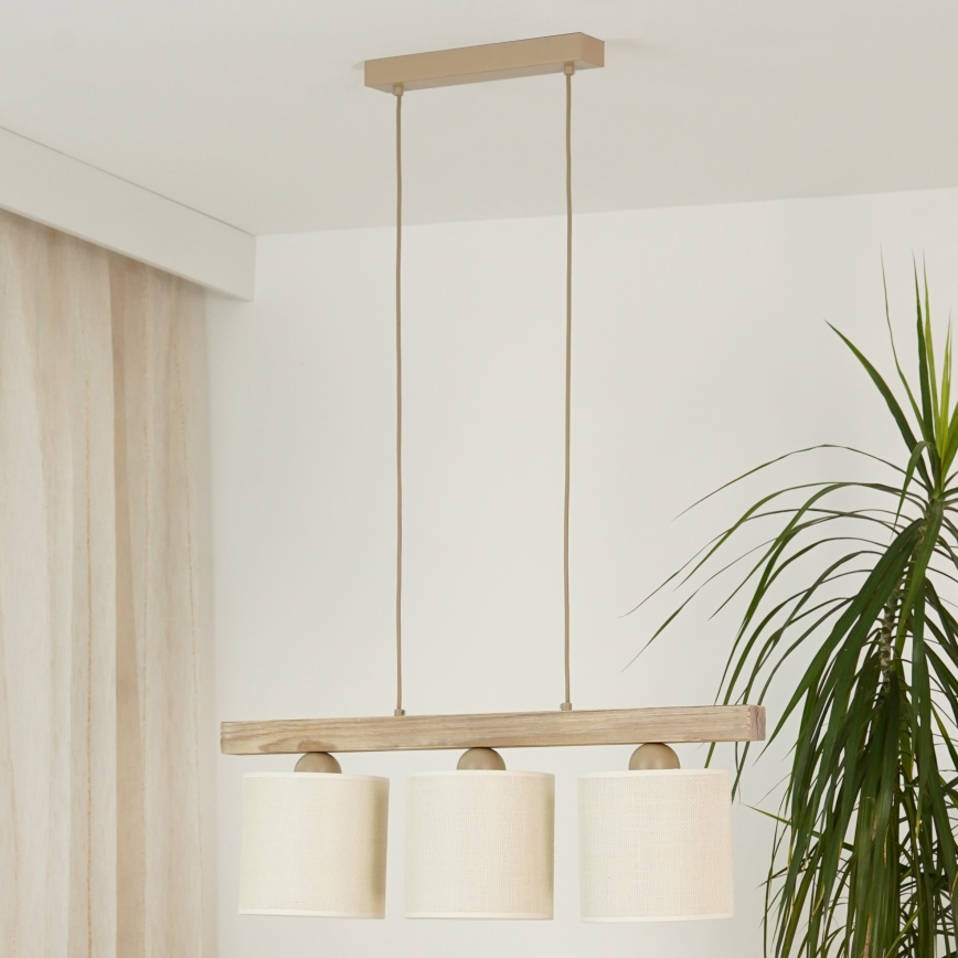 Brilagi - Κρεμαστό φωτιστικό οροφής FOREST 3xE27/15W/230V πεύκο/καφέ/κρεμ