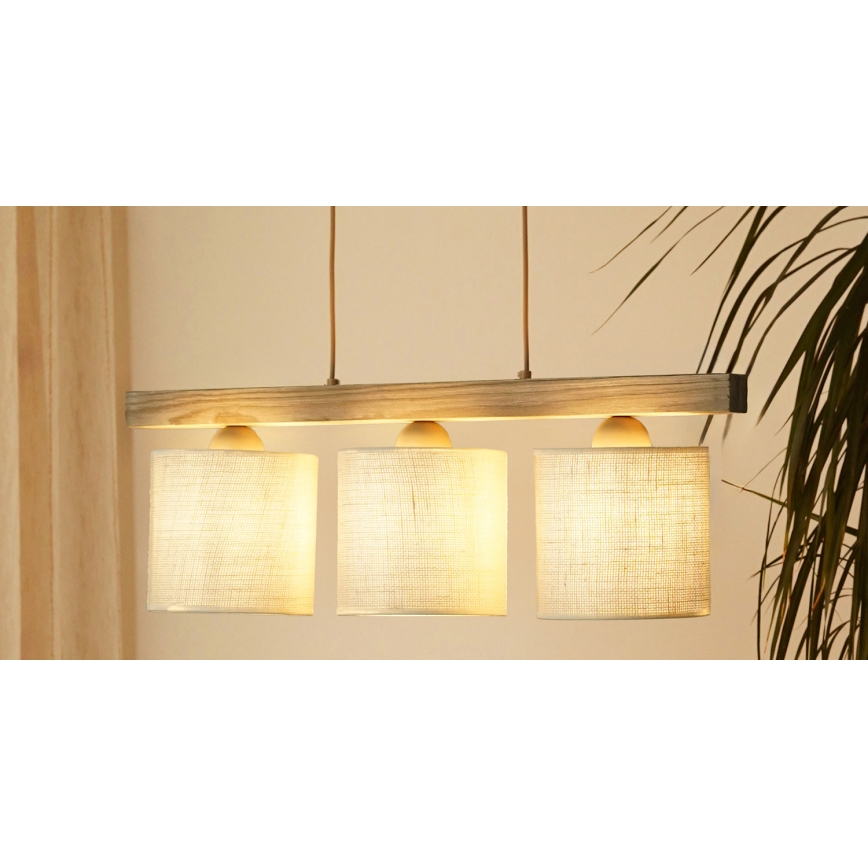 Brilagi - Κρεμαστό φωτιστικό οροφής FOREST 3xE27/15W/230V πεύκο/καφέ/κρεμ