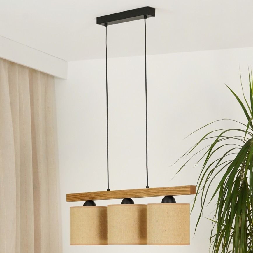 Brilagi - Κρεμαστό φωτιστικό οροφής FOREST 3xE27/15W/230V πεύκο/καφέ/μαύρο