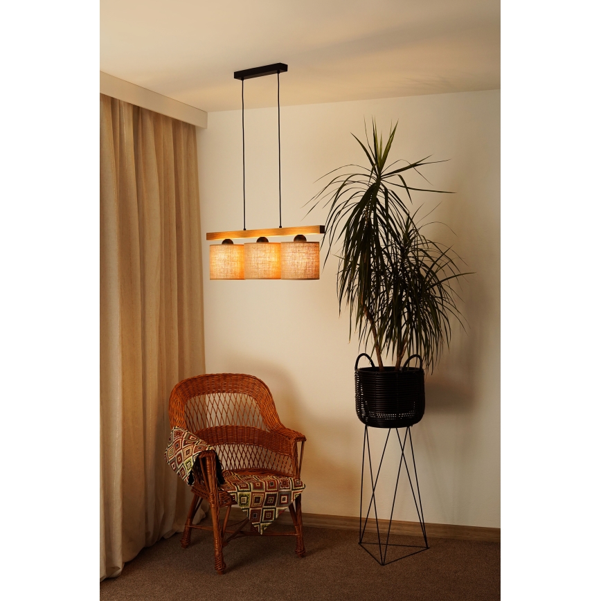 Brilagi - Κρεμαστό φωτιστικό οροφής FOREST 3xE27/15W/230V πεύκο/καφέ/μαύρο