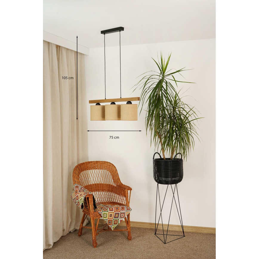 Brilagi - Κρεμαστό φωτιστικό οροφής FOREST 3xE27/15W/230V πεύκο/καφέ/μαύρο