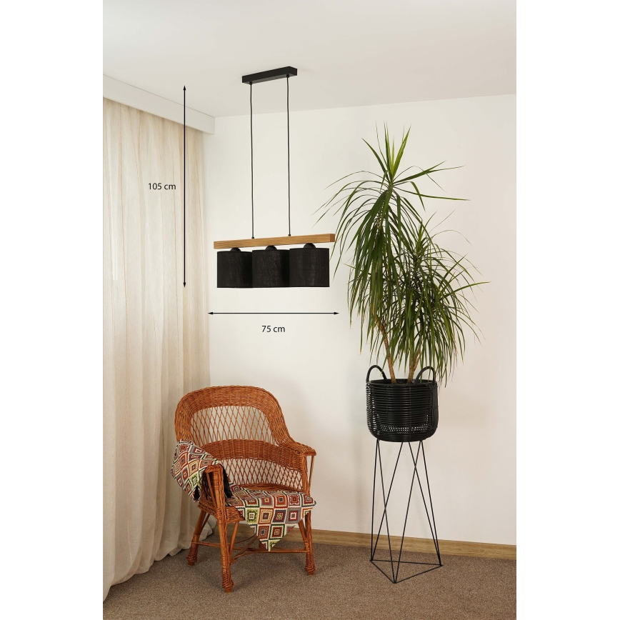 Brilagi - Κρεμαστό φωτιστικό οροφής FOREST 3xE27/15W/230V πεύκο/μαύρο