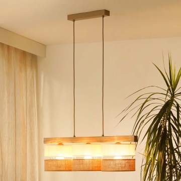 Brilagi - Κρεμαστό φωτιστικό οροφής FOREST 3xE27/15W/230V πεύκο/μπεζ/κρεμ