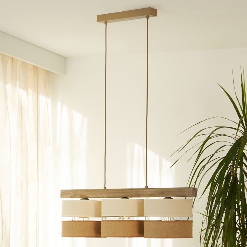 Brilagi - Κρεμαστό φωτιστικό οροφής FOREST 3xE27/15W/230V πεύκο/μπεζ/κρεμ