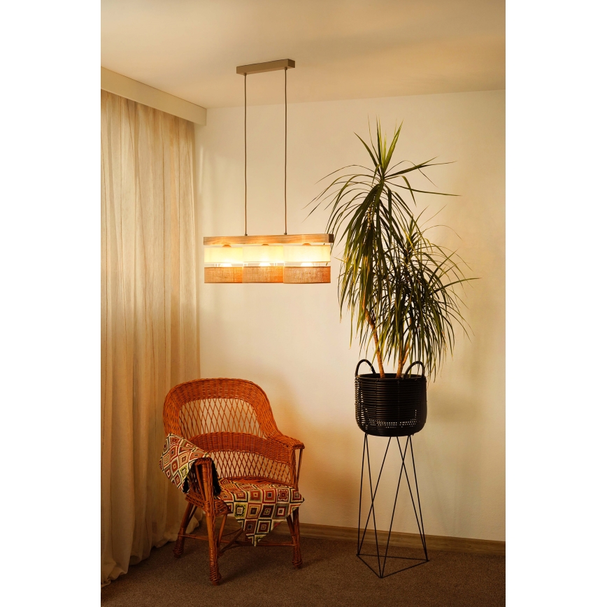 Brilagi - Κρεμαστό φωτιστικό οροφής FOREST 3xE27/15W/230V πεύκο/μπεζ/κρεμ