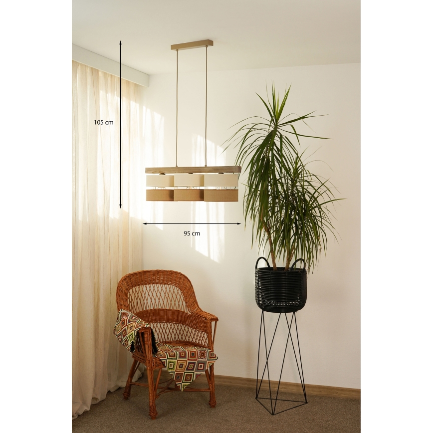 Brilagi - Κρεμαστό φωτιστικό οροφής FOREST 3xE27/15W/230V πεύκο/μπεζ/κρεμ