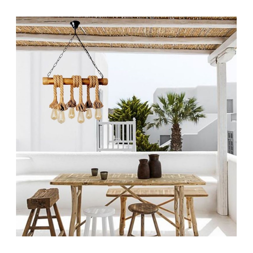 Brilagi - Κρεμαστό φωτιστικό οροφής KOS 6xE27/60W/230V οξιά