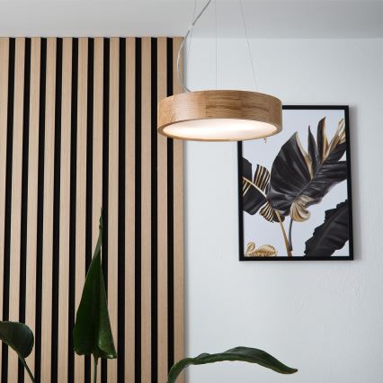 Brilagi -  Κρεμαστό φωτιστικό οροφής LED CARVALHO 2xE27/60W/230V δρυς διάμετρος 37 cm
