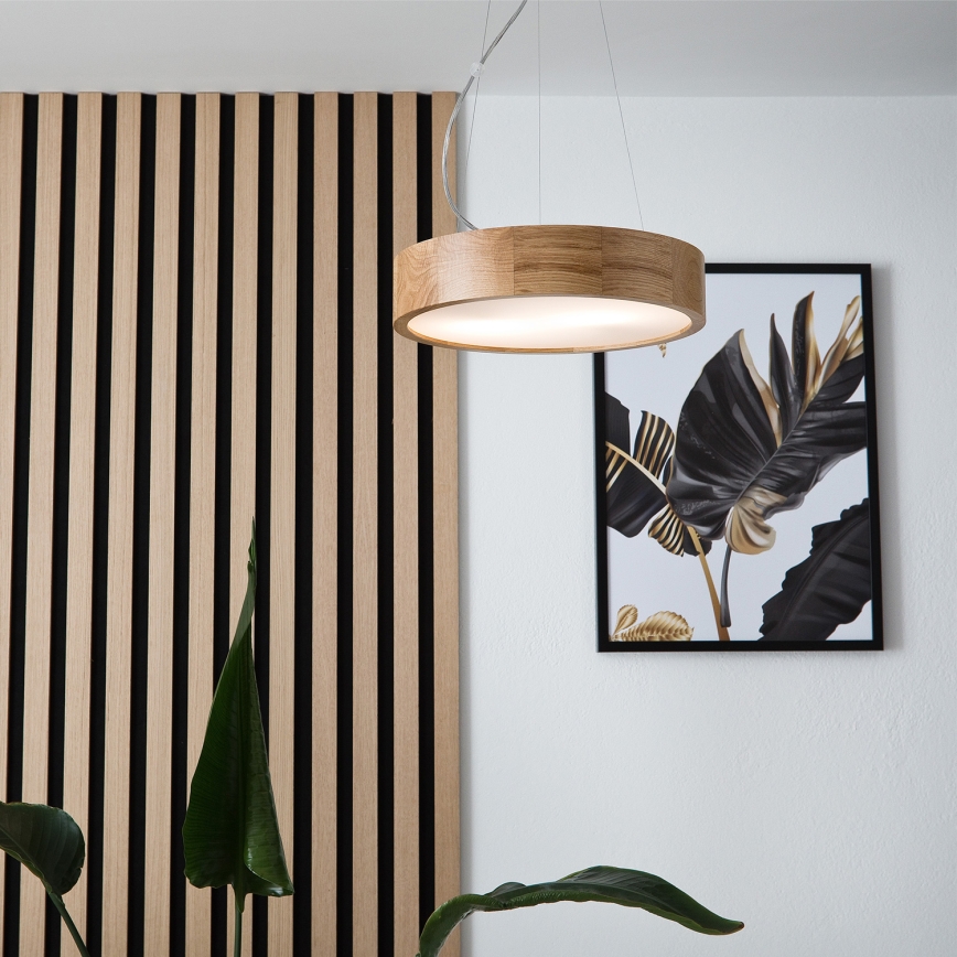 Brilagi -  Κρεμαστό φωτιστικό οροφής LED CARVALHO 2xE27/60W/230V δρυς διάμετρος 37 cm
