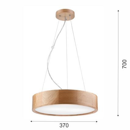 Brilagi -  Κρεμαστό φωτιστικό οροφής LED CARVALHO 2xE27/60W/230V δρυς διάμετρος 37 cm