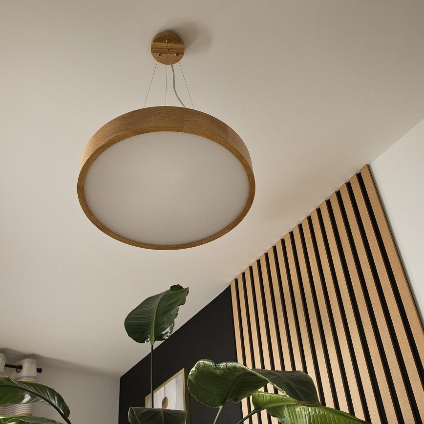 Brilagi -  Κρεμαστό φωτιστικό οροφής LED CARVALHO 3xE27/60W/230V δρυς διάμετρος 47,5 cm