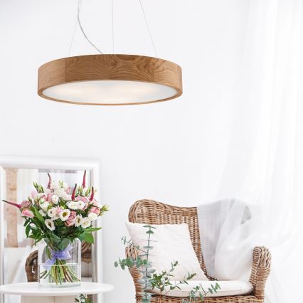 Brilagi -  Κρεμαστό φωτιστικό οροφής LED CARVALHO 3xE27/60W/230V δρυς διάμετρος 47,5 cm