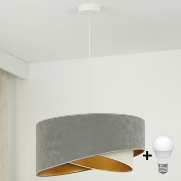 Brilagi -  Κρεμαστό φωτιστικό οροφής LED LYRA 1xE27/15W/230V γκρι/κρεμ/χρυσό