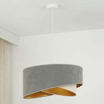Brilagi -  Κρεμαστό φωτιστικό οροφής LED LYRA 1xE27/15W/230V γκρι/κρεμ/χρυσό