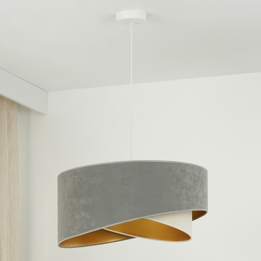 Brilagi -  Κρεμαστό φωτιστικό οροφής LED LYRA 1xE27/15W/230V γκρι/κρεμ/χρυσό