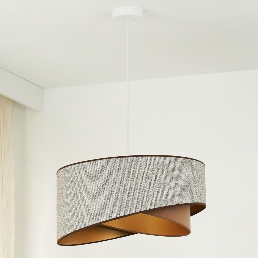 Brilagi -  Κρεμαστό φωτιστικό οροφής LED LYRA 1xE27/15W/230V γκρι/κρεμ/χρυσό