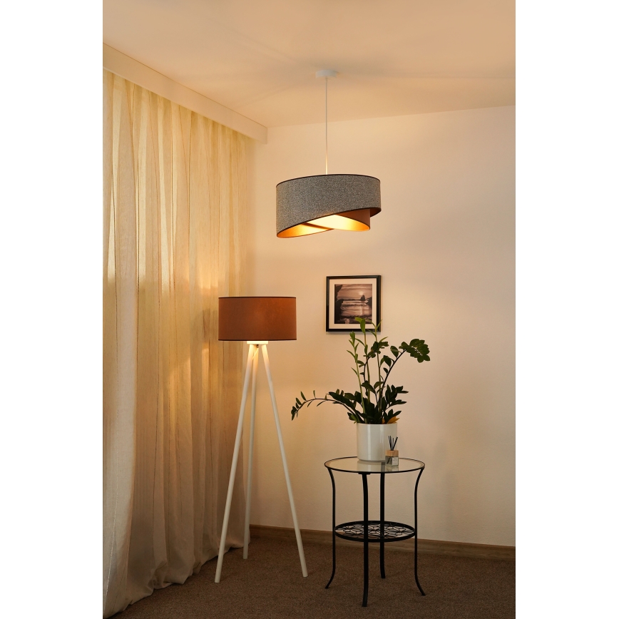 Brilagi -  Κρεμαστό φωτιστικό οροφής LED LYRA 1xE27/15W/230V γκρι/κρεμ/χρυσό