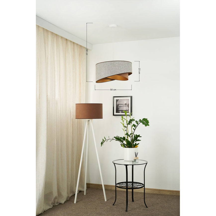 Brilagi -  Κρεμαστό φωτιστικό οροφής LED LYRA 1xE27/15W/230V γκρι/κρεμ/χρυσό