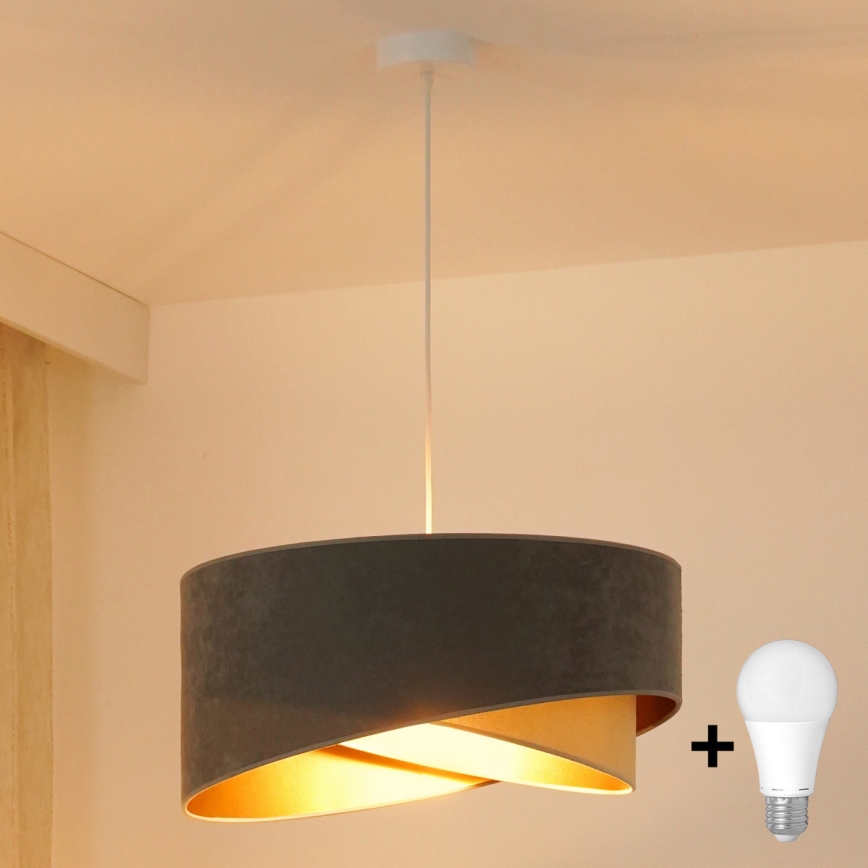 Brilagi -  Κρεμαστό φωτιστικό οροφής LED LYRA 1xE27/15W/230V γκρι/μπεζ/χρυσό