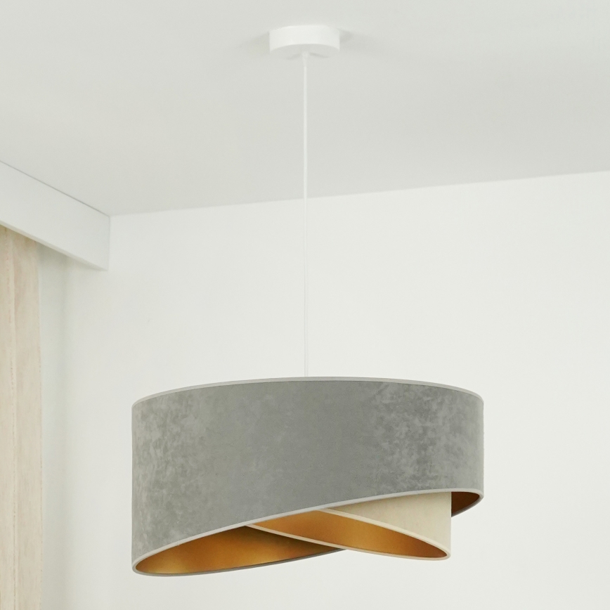 Brilagi -  Κρεμαστό φωτιστικό οροφής LED LYRA 1xE27/15W/230V γκρι/μπεζ/χρυσό